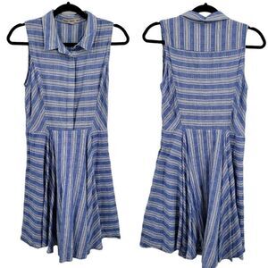 Fashion On Earth Dress Womens S Cotton Shirt Fit & Flare Blue White Striped